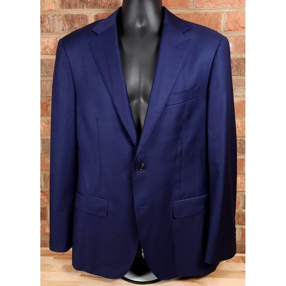 Suitsupply Sharkskin Blue Sport Coat Jacket Mens 40 L Napoli‎ Super 110s Wool